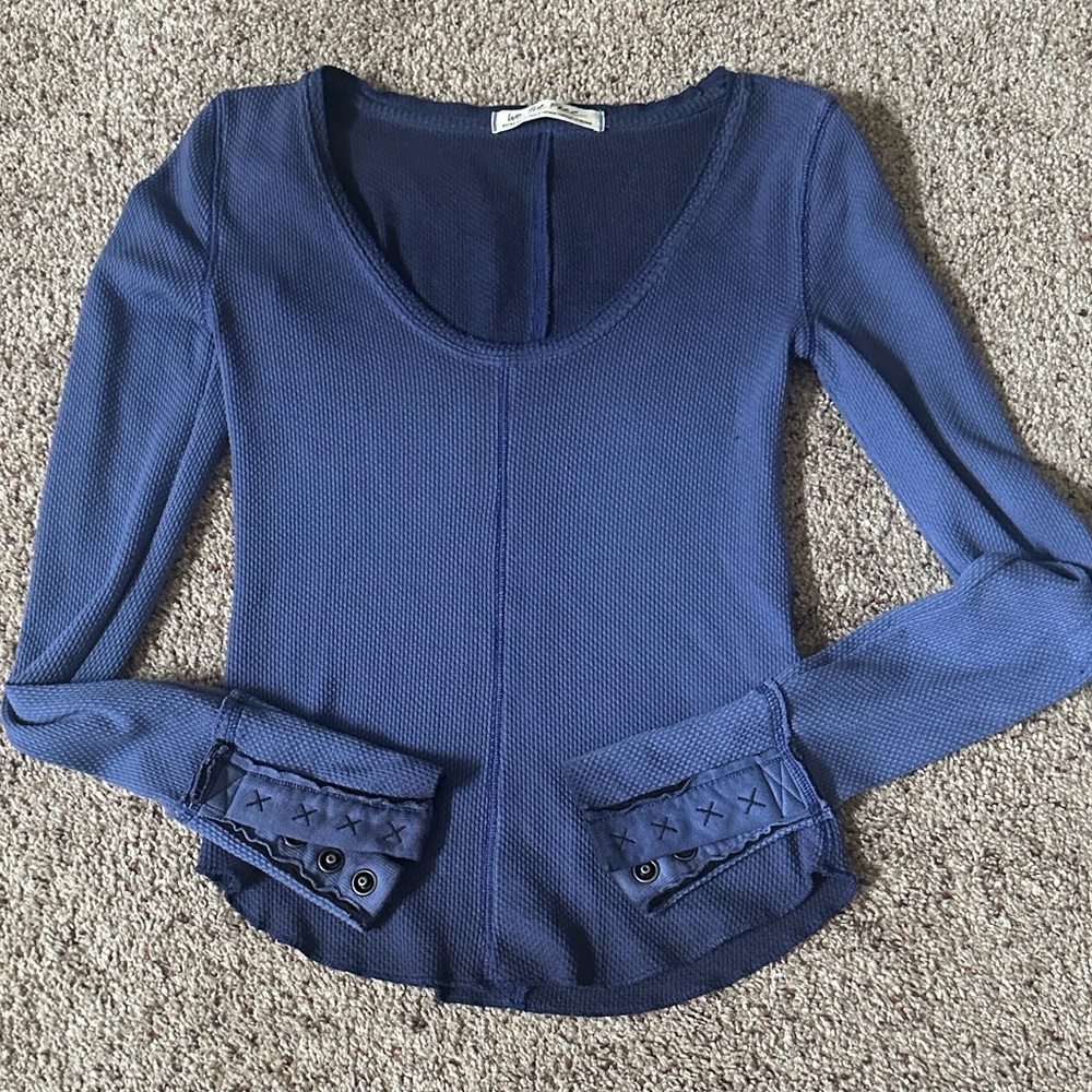 We The Free Blue Long Sleeve Top